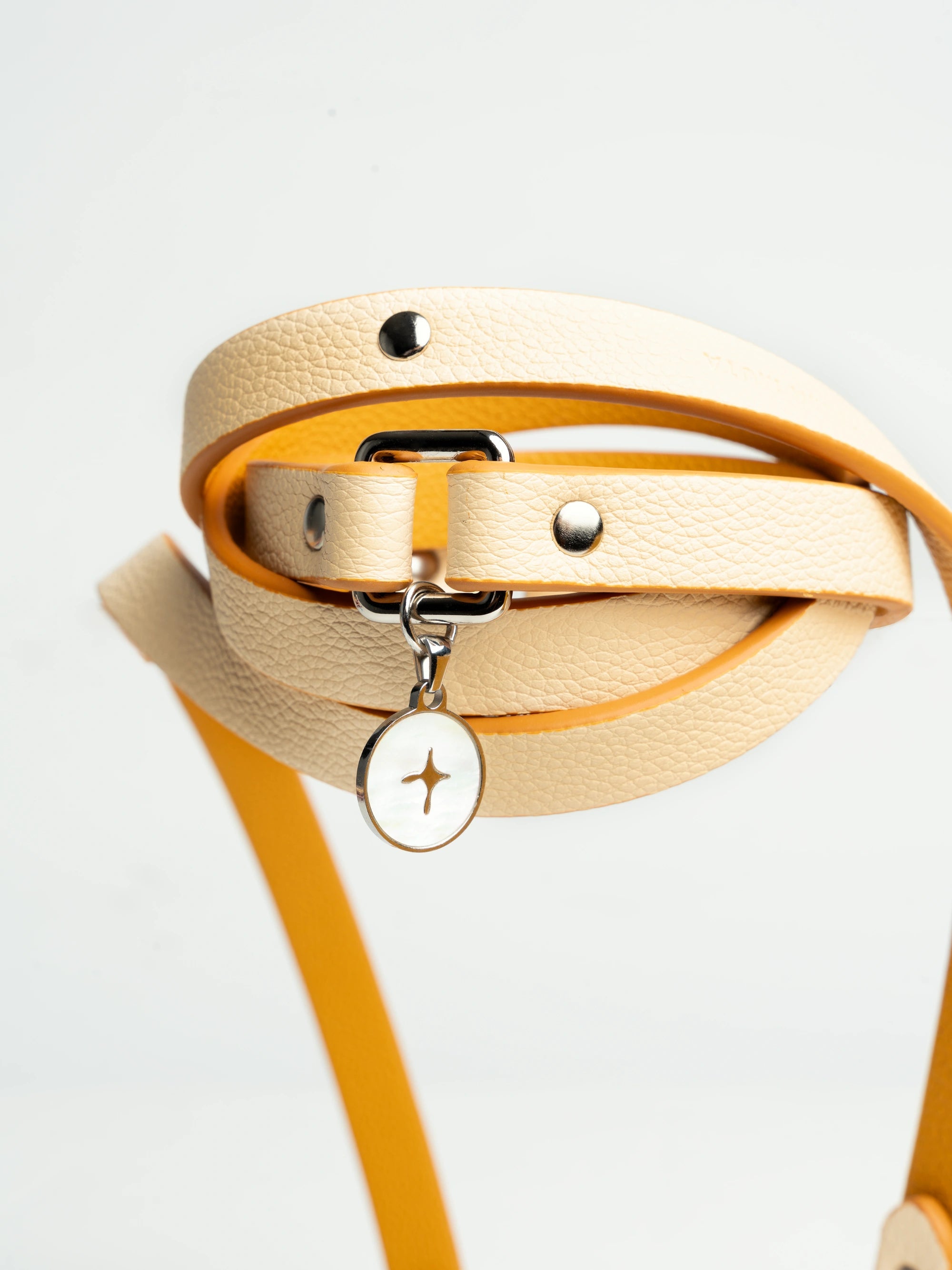 close-up-of-kamamuta-mingsha-yellow-dog-leash-on-white-background close-up-of-kamamuta-mingsha-yellow-dog-leash-on-white-background