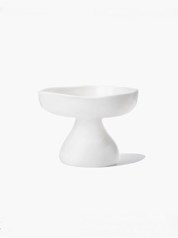 white-kamamuta-mushroom-bowl-elevated-cat-feeding-bowl