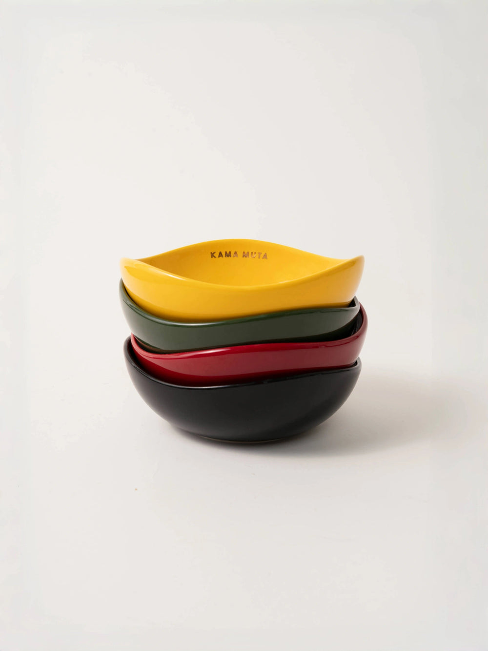 yellow-green-red-black-kamamuta-pet-pod-bowls-stacked-together