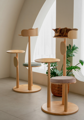 Luxury Wooden Cat Tree – Designer Cat Furniture with Memory Foam & Scratch Board Kamamuta