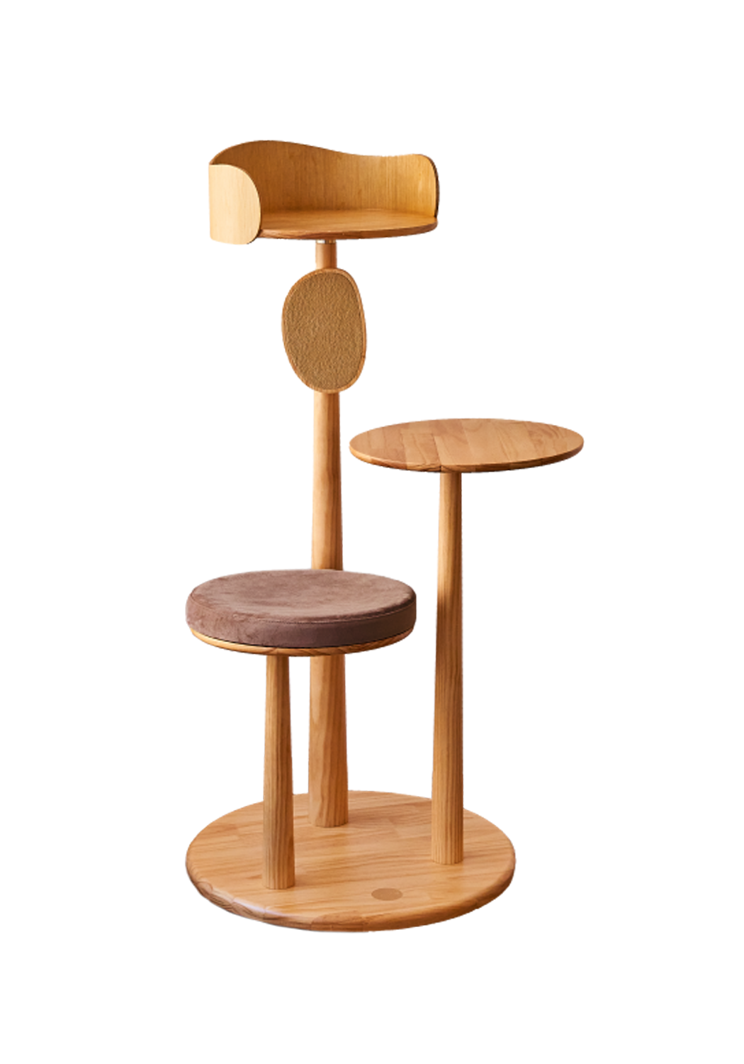 Luxury Wooden Cat Tree – Designer Cat Furniture with Memory Foam & Scratch Board Kamamuta