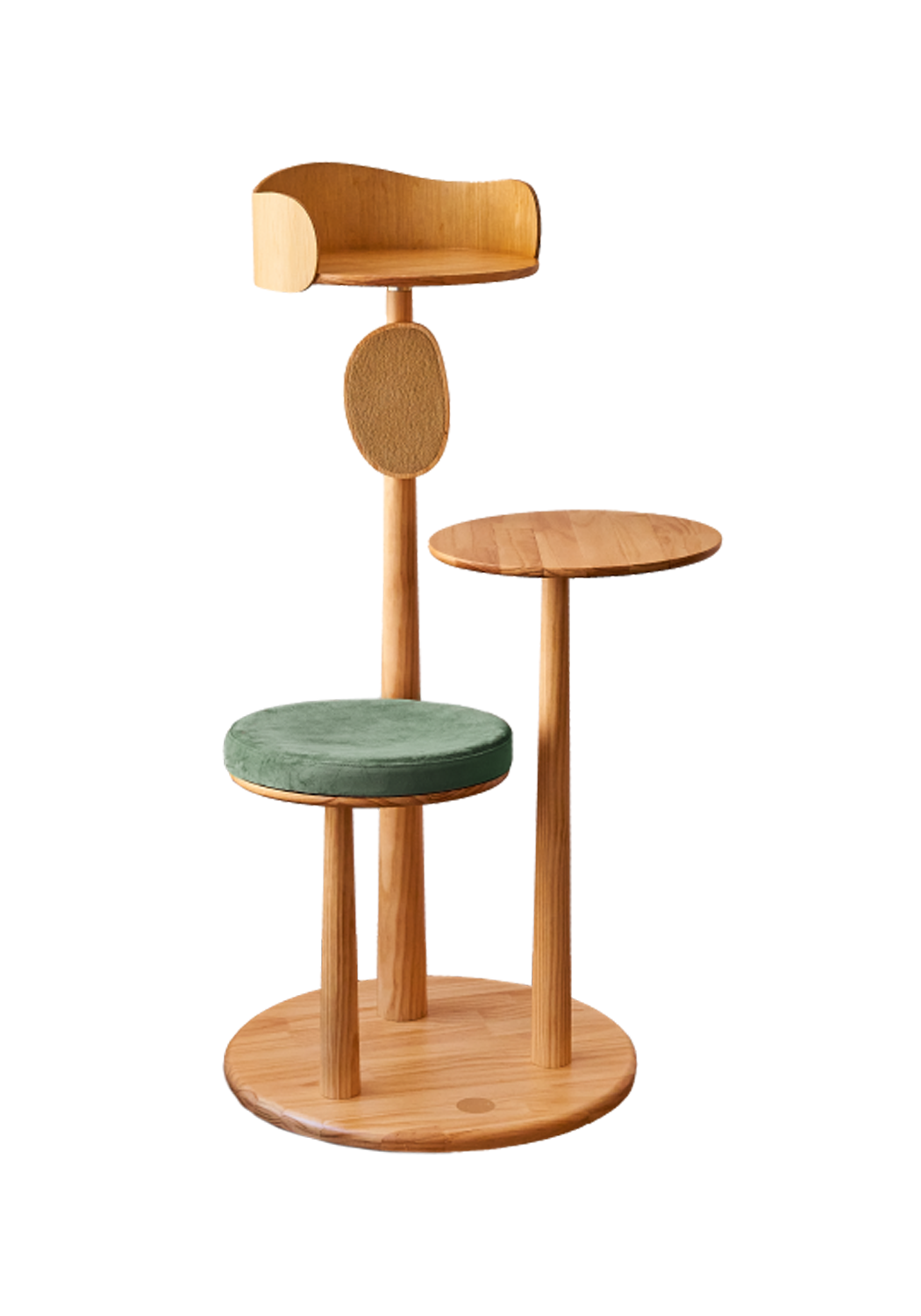 Luxury Wooden Cat Tree – Designer Cat Furniture with Memory Foam & Scratch Board Kamamuta